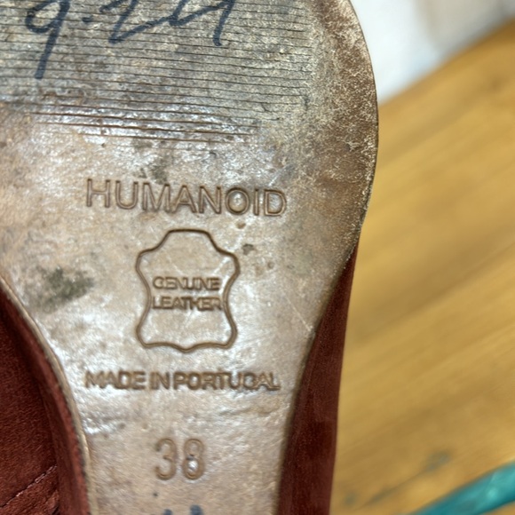 Anthropologie / humanoid cognac leather ankle boot booties wedges 38 - Picture 10 of 10
